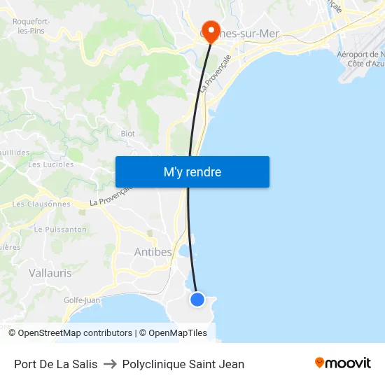 Port De La Salis to Polyclinique Saint Jean map