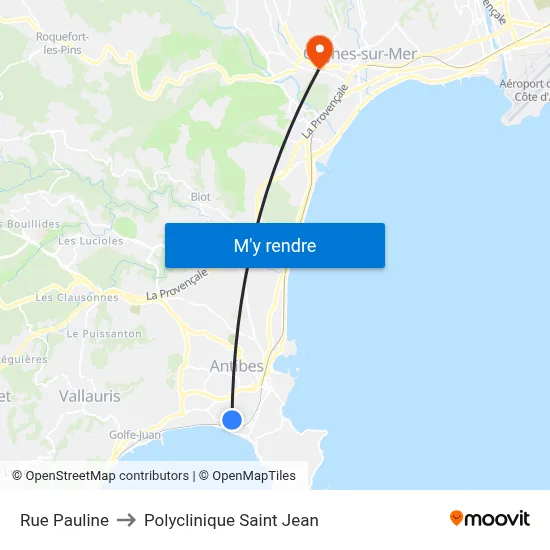 Rue Pauline to Polyclinique Saint Jean map