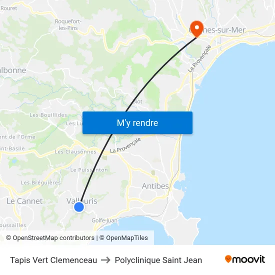 Tapis Vert Clemenceau to Polyclinique Saint Jean map