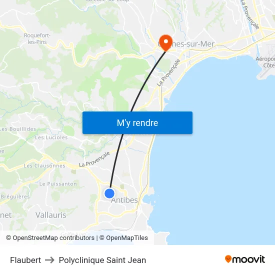 Flaubert to Polyclinique Saint Jean map