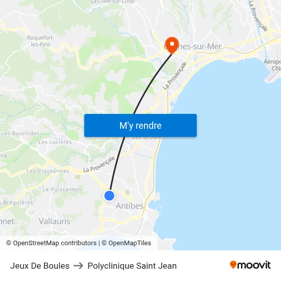 Jeux De Boules to Polyclinique Saint Jean map