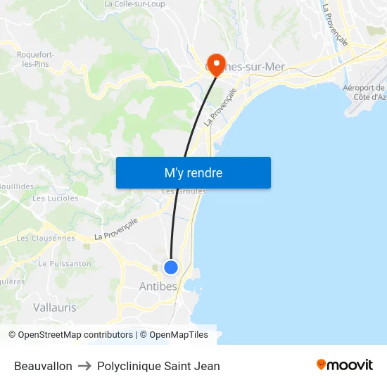 Beauvallon to Polyclinique Saint Jean map