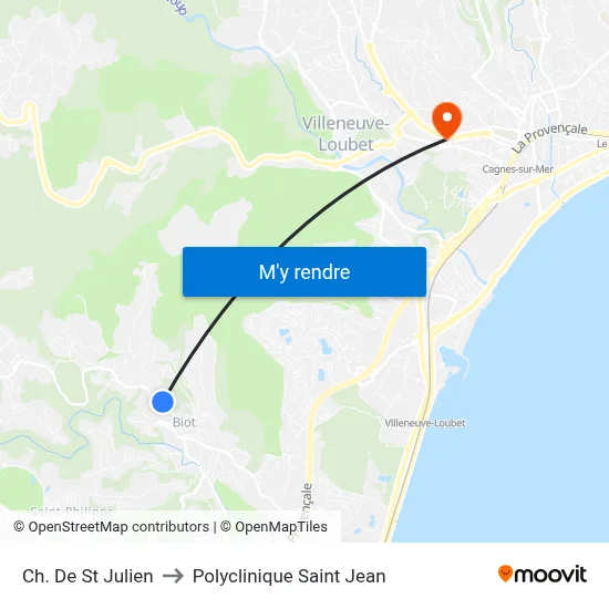 Ch. De St Julien to Polyclinique Saint Jean map