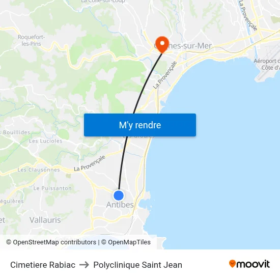 Cimetiere Rabiac to Polyclinique Saint Jean map