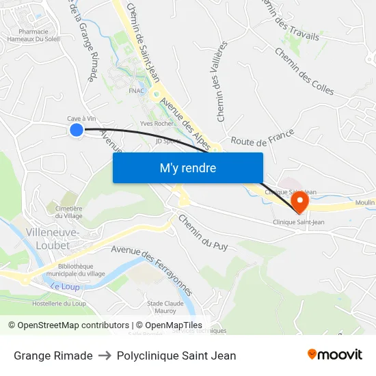 Grange Rimade to Polyclinique Saint Jean map
