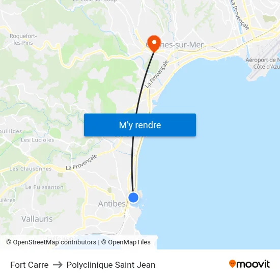 Fort Carre to Polyclinique Saint Jean map