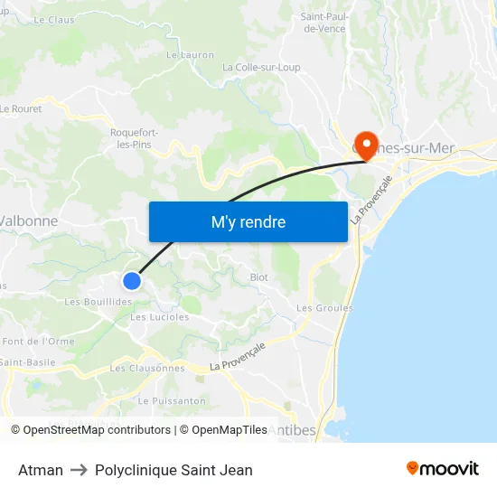 Atman to Polyclinique Saint Jean map