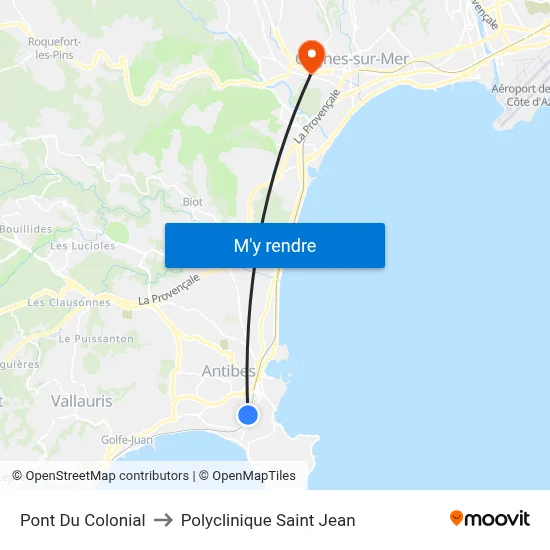 Pont Du Colonial to Polyclinique Saint Jean map