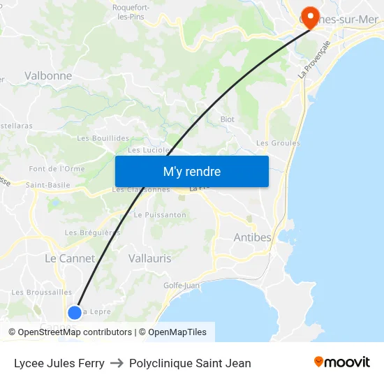 Lycee Jules Ferry to Polyclinique Saint Jean map