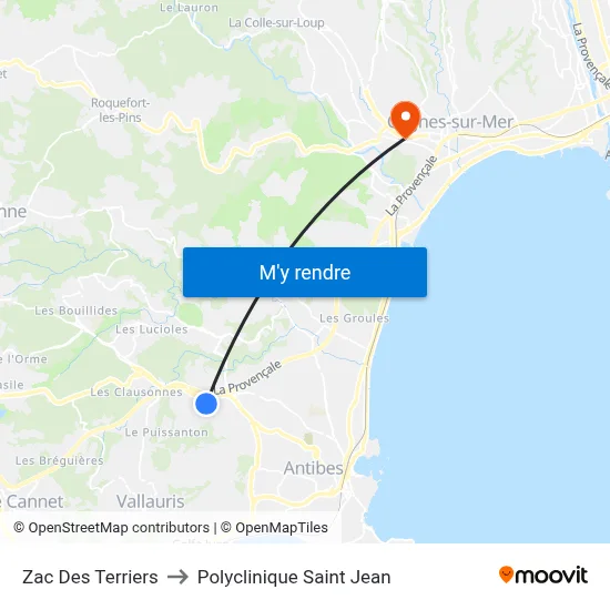 Zac Des Terriers to Polyclinique Saint Jean map