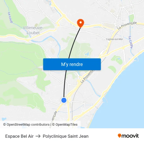 Espace Bel Air to Polyclinique Saint Jean map