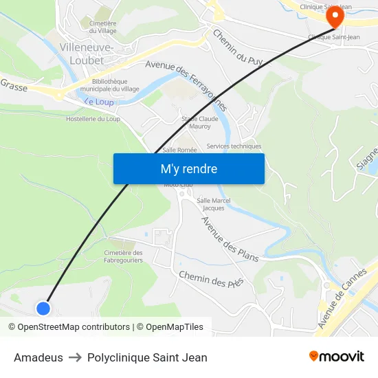Amadeus to Polyclinique Saint Jean map