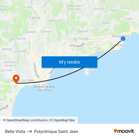 Bella Vista to Polyclinique Saint Jean map