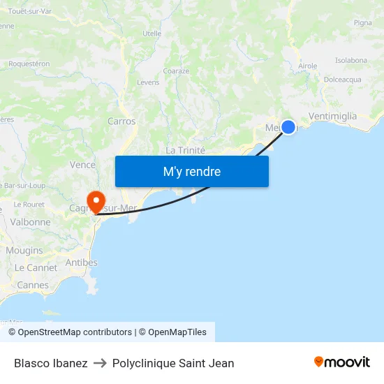 Blasco Ibanez to Polyclinique Saint Jean map