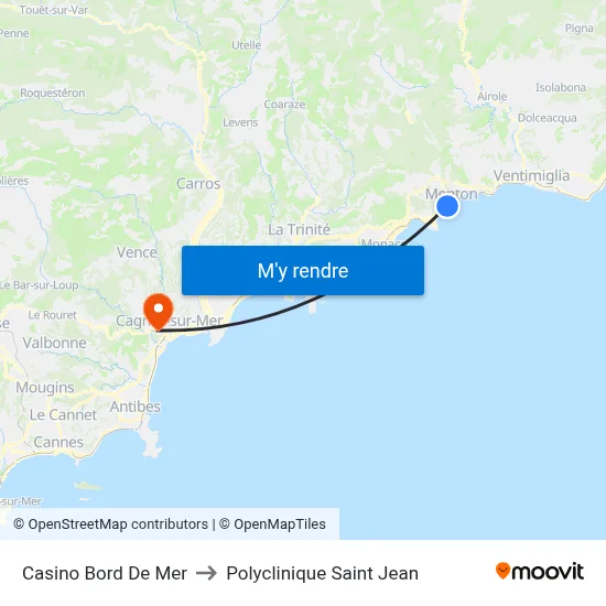 Casino Bord De Mer to Polyclinique Saint Jean map
