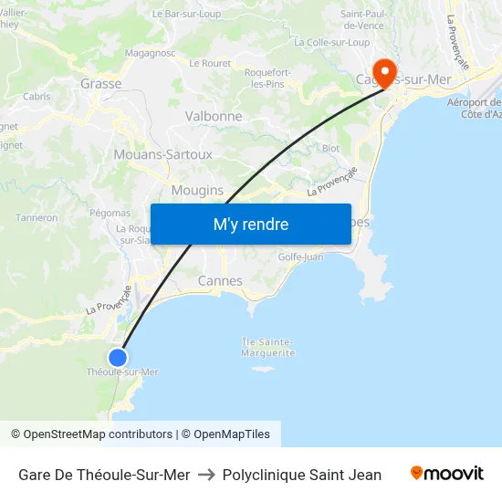 Gare De Théoule-Sur-Mer to Polyclinique Saint Jean map