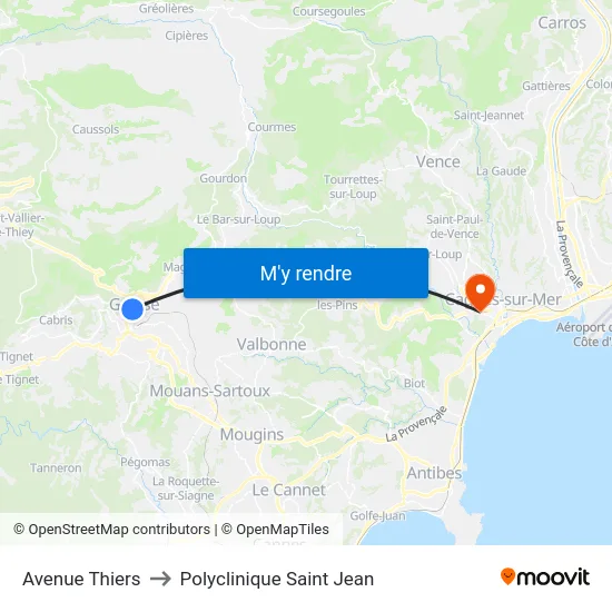 Avenue Thiers to Polyclinique Saint Jean map
