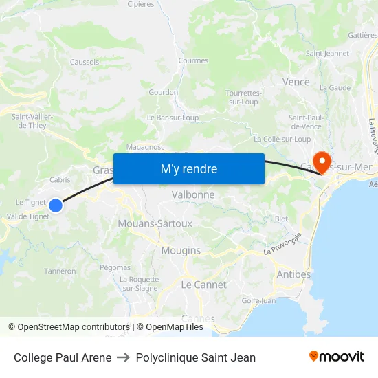 College Paul Arene to Polyclinique Saint Jean map