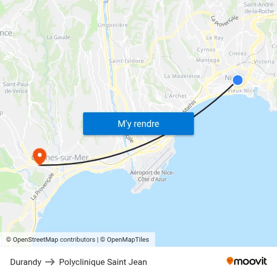 Durandy to Polyclinique Saint Jean map
