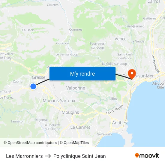 Les Marronniers to Polyclinique Saint Jean map