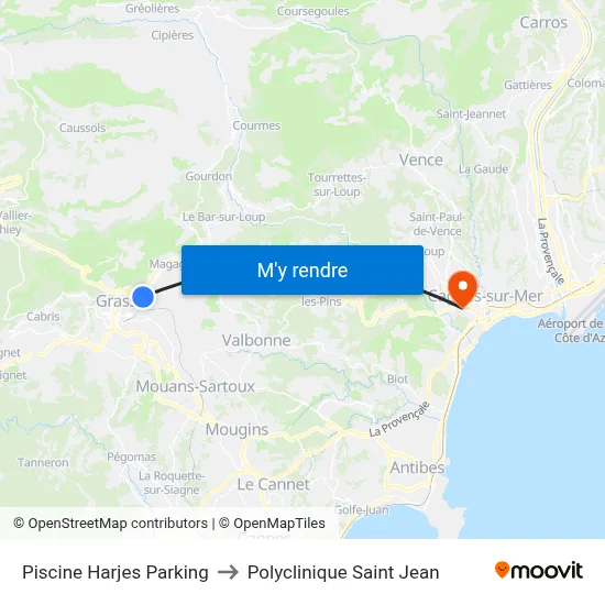 Piscine Harjes Parking to Polyclinique Saint Jean map