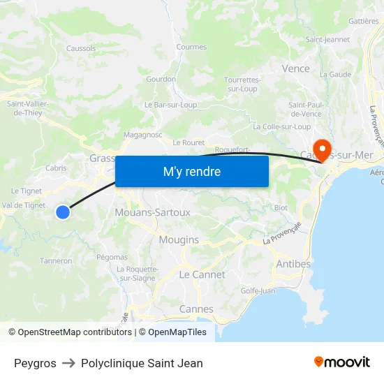 Peygros to Polyclinique Saint Jean map