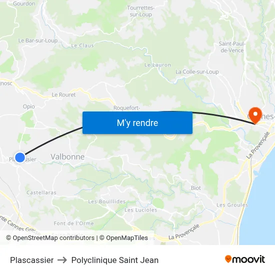 Plascassier to Polyclinique Saint Jean map