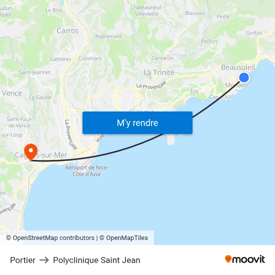 Portier to Polyclinique Saint Jean map