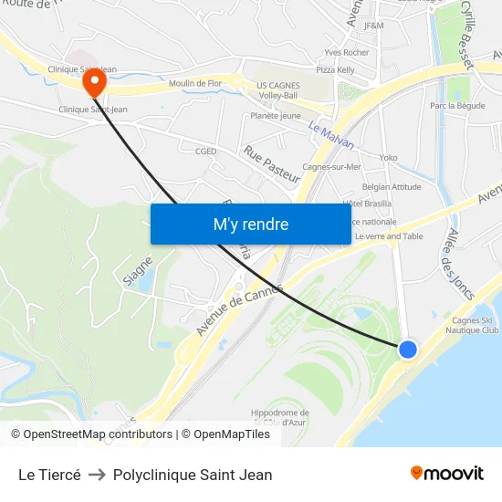 Le Tiercé to Polyclinique Saint Jean map