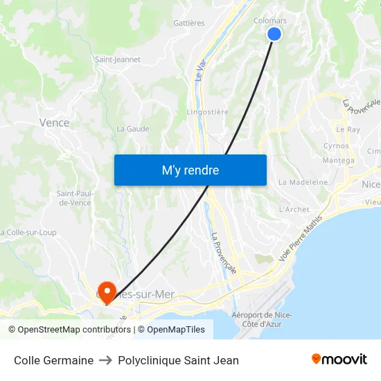 Colle Germaine to Polyclinique Saint Jean map