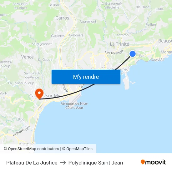 Plateau De La Justice to Polyclinique Saint Jean map