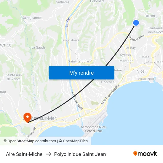 Aire Saint-Michel to Polyclinique Saint Jean map