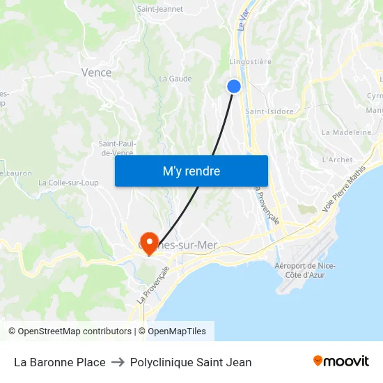 La Baronne Place to Polyclinique Saint Jean map