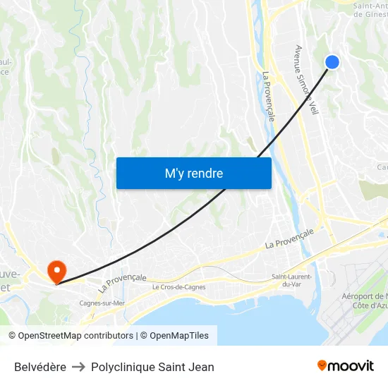 Belvédère to Polyclinique Saint Jean map