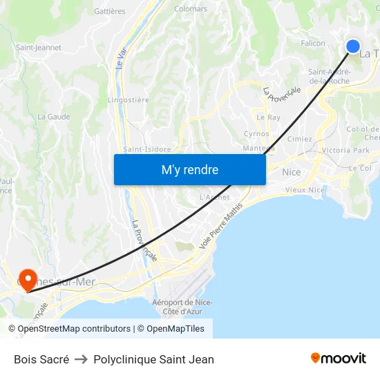 Bois Sacré to Polyclinique Saint Jean map