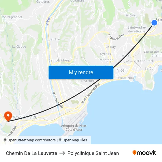 Chemin De La Lauvette to Polyclinique Saint Jean map