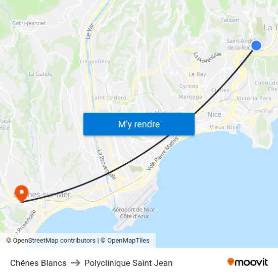 Chênes Blancs to Polyclinique Saint Jean map