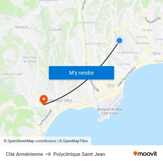 Cité Arménienne to Polyclinique Saint Jean map