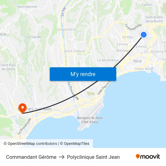 Commandant Gérôme to Polyclinique Saint Jean map