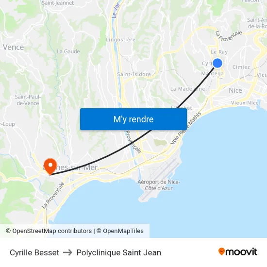 Cyrille Besset to Polyclinique Saint Jean map