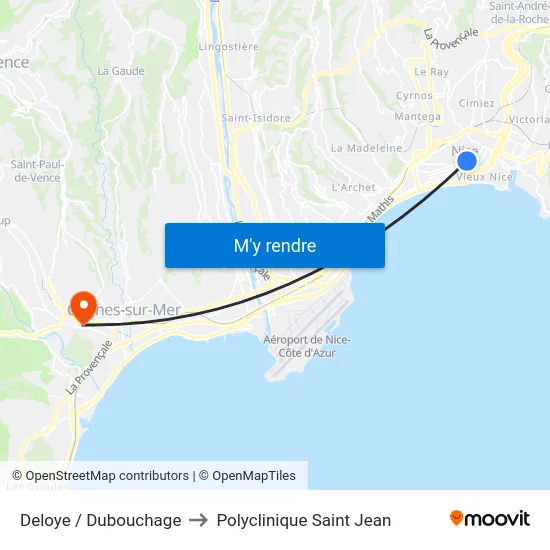 Deloye / Dubouchage to Polyclinique Saint Jean map