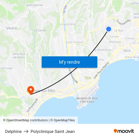Delphine to Polyclinique Saint Jean map