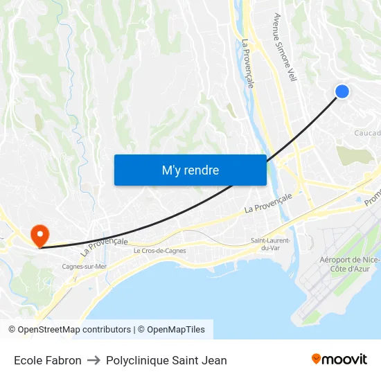 Ecole Fabron to Polyclinique Saint Jean map