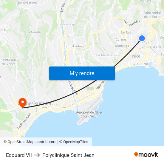 Edouard VII to Polyclinique Saint Jean map