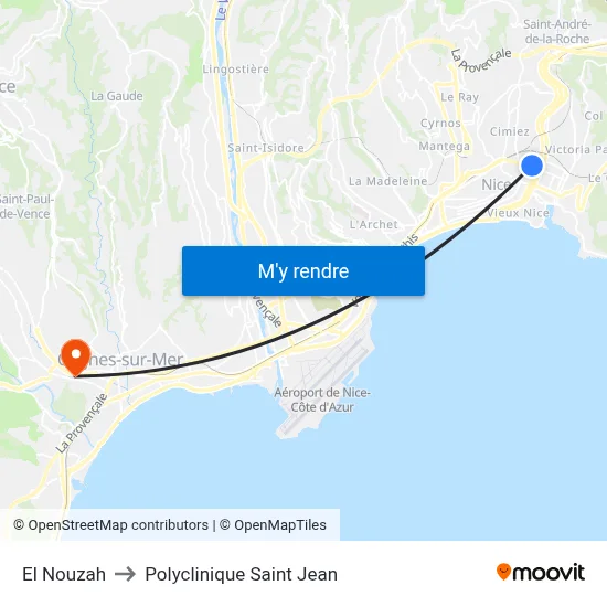 El Nouzah to Polyclinique Saint Jean map