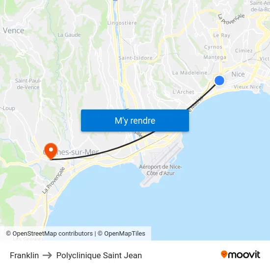 Franklin to Polyclinique Saint Jean map