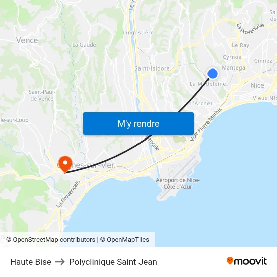 Haute Bise to Polyclinique Saint Jean map