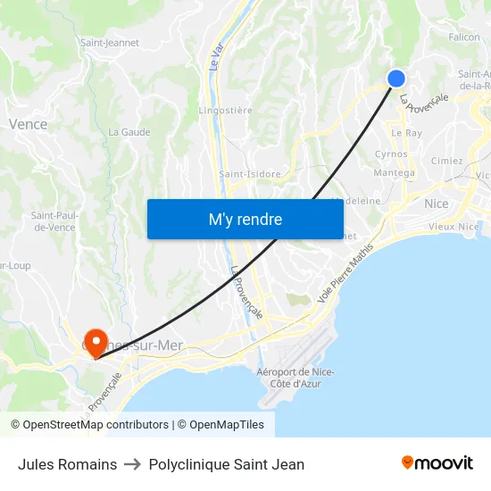 Jules Romains to Polyclinique Saint Jean map