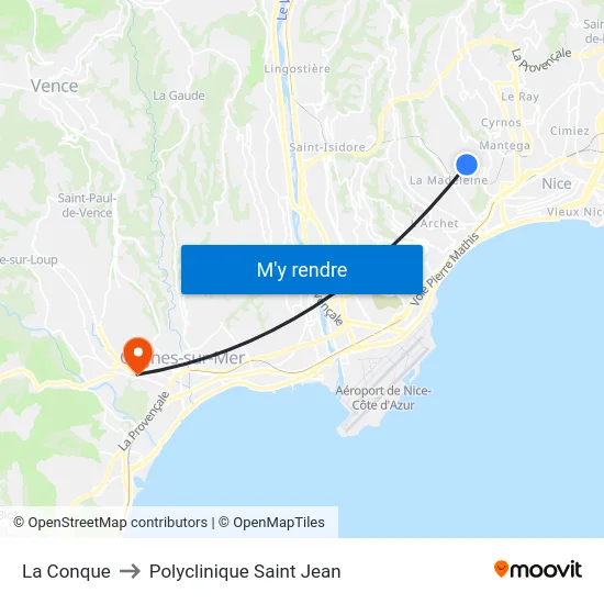La Conque to Polyclinique Saint Jean map
