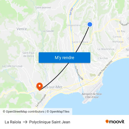 La Raïola to Polyclinique Saint Jean map